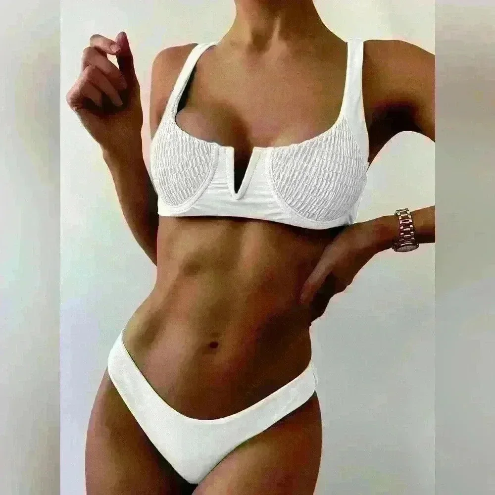 💜 2/$25 Brand New Black & White Bikini Swimsuit Size 8 Has Underwire - Picture 4 of 4